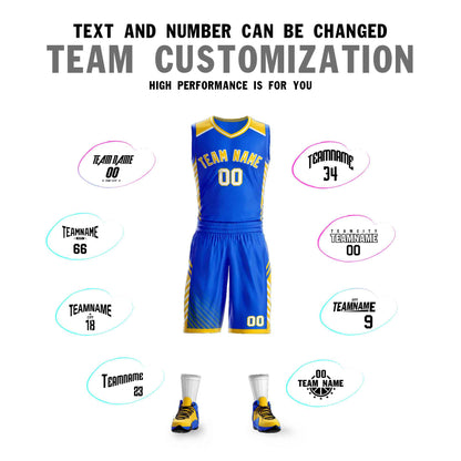 Custom Royal Gold-White Graffiti Pattern Sets Bar Element Basketball Jersey