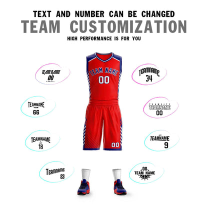 Custom Red Navy-White Graffiti Pattern Sets Bar Element Basketball Jersey