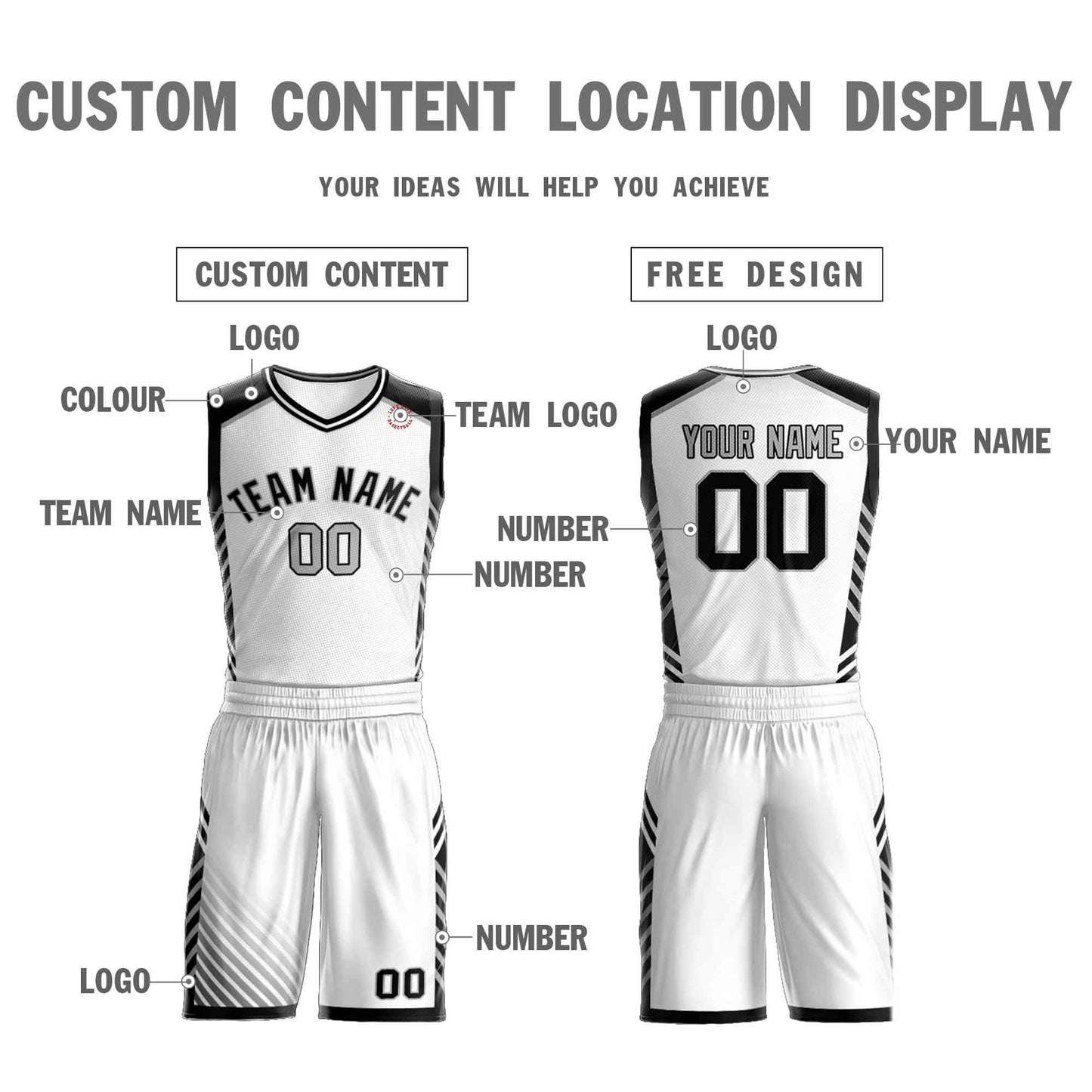 Custom White Black-Gray Graffiti Pattern Sets Bar Element Basketball Jersey