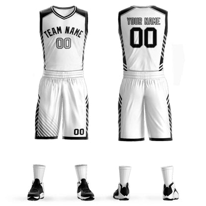 Custom White Black-Gray Graffiti Pattern Sets Bar Element Basketball Jersey