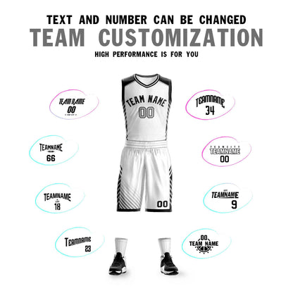 Custom White Black-Gray Graffiti Pattern Sets Bar Element Basketball Jersey