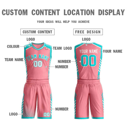 Custom Pink Aqua-White Graffiti Pattern Sets Bar Element Basketball Jersey