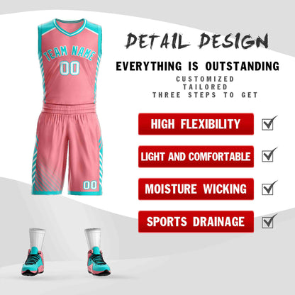 Custom Pink Aqua-White Graffiti Pattern Sets Bar Element Basketball Jersey