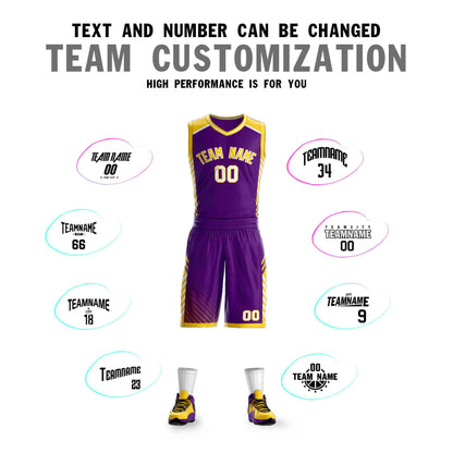 Custom Purple Gold-White Graffiti Pattern Sets Bar Element Basketball Jersey