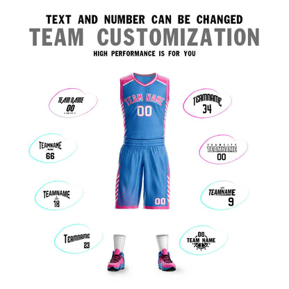 Custom Powder Blue Pink-White Graffiti Pattern Sets Bar Element Basketball Jersey