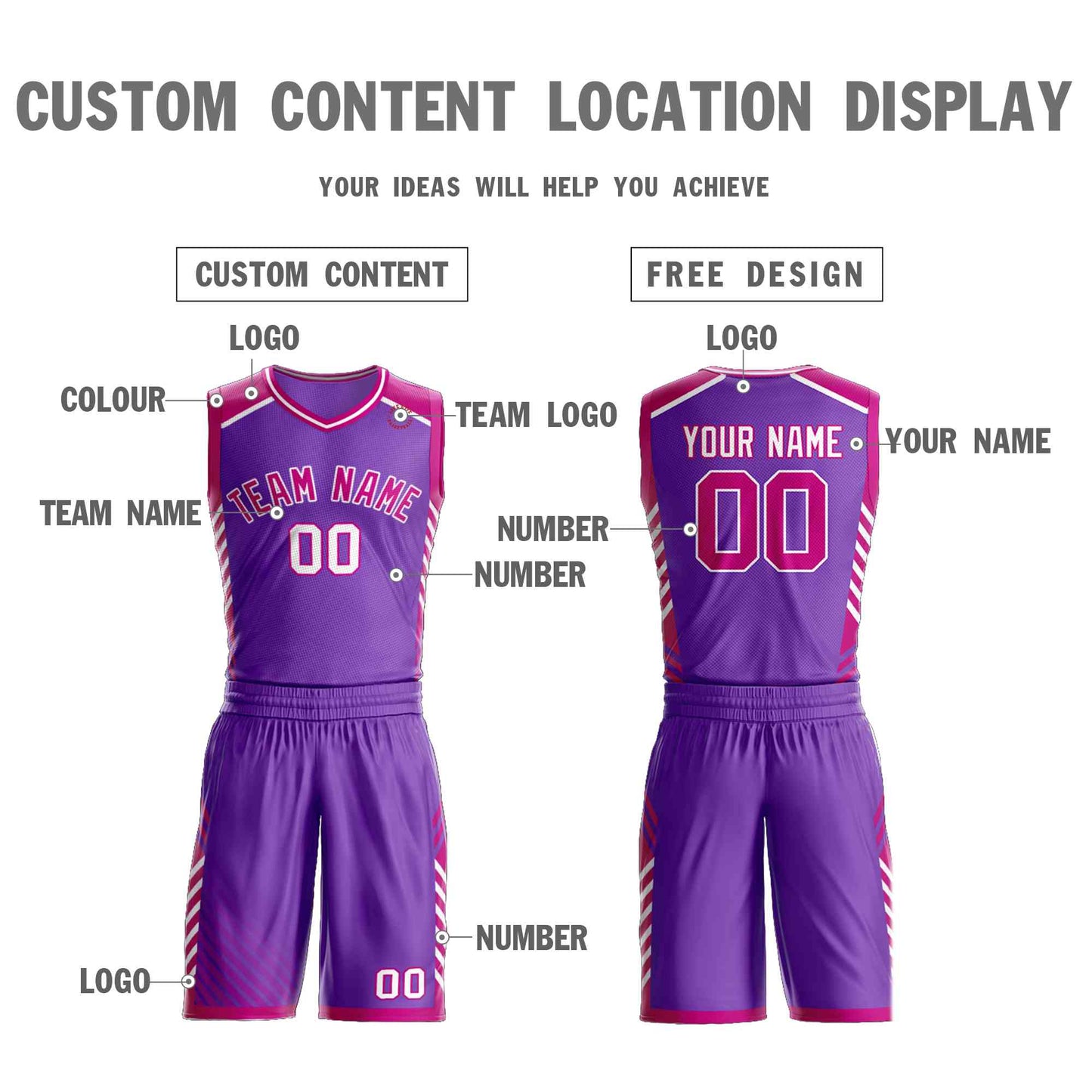 Custom Purple Rose Pink-White Graffiti Pattern Sets Bar Element Basketball Jersey