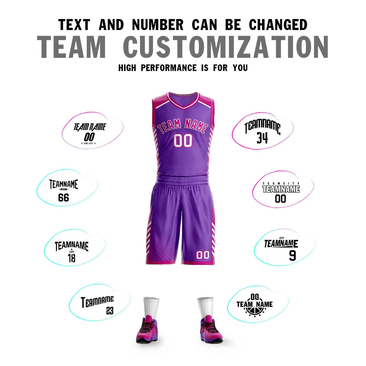 Custom Purple Rose Pink-White Graffiti Pattern Sets Bar Element Basketball Jersey