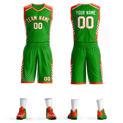 Custom Green White-Orange Graffiti Pattern Sets Bar Element Basketball Jersey