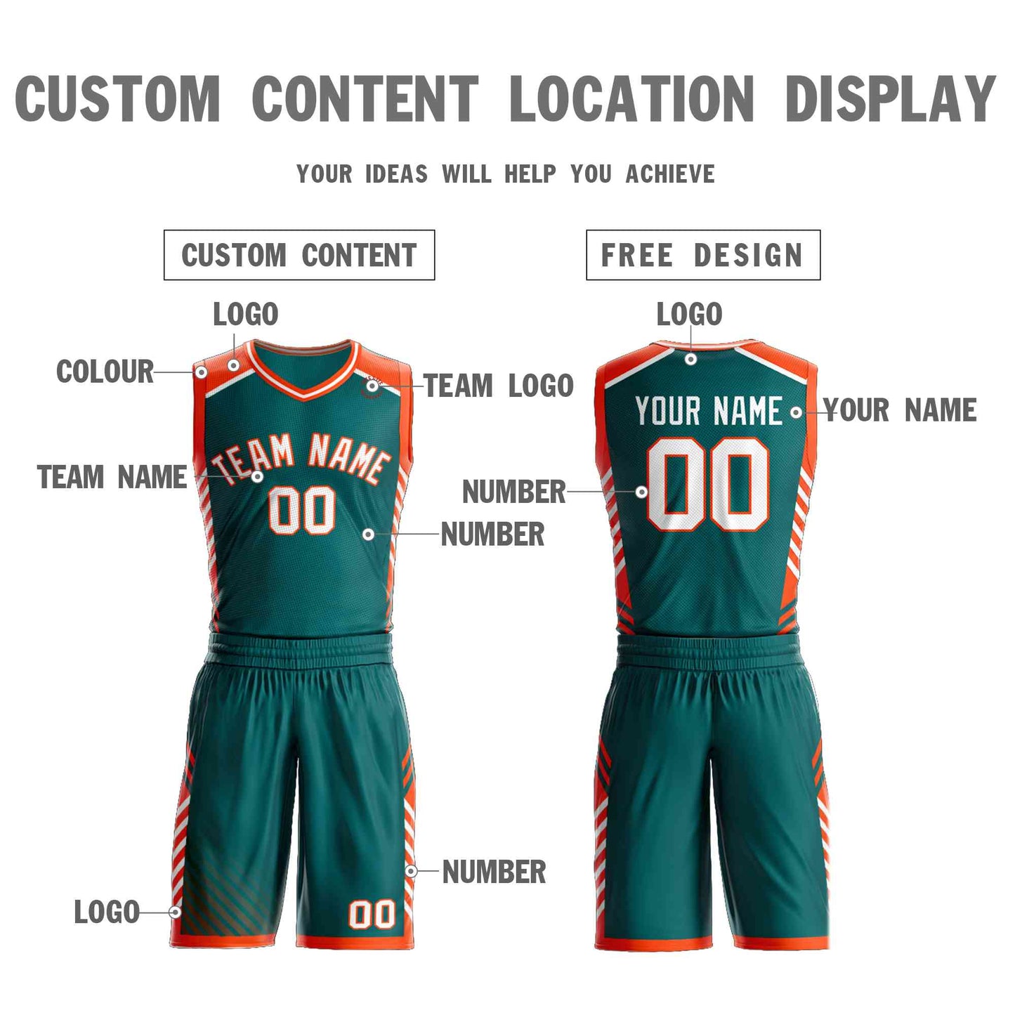 Custom Aqua White-Orange Graffiti Pattern Sets Bar Element Basketball Jersey