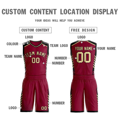 Custom Maroon Cream-Black Graffiti Pattern Sets Bar Element Basketball Jersey