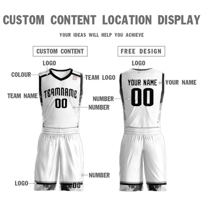 Custom White Black Graffiti Pattern Sets Basketball Jersey