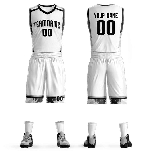 Custom White Black Graffiti Pattern Sets Basketball Jersey