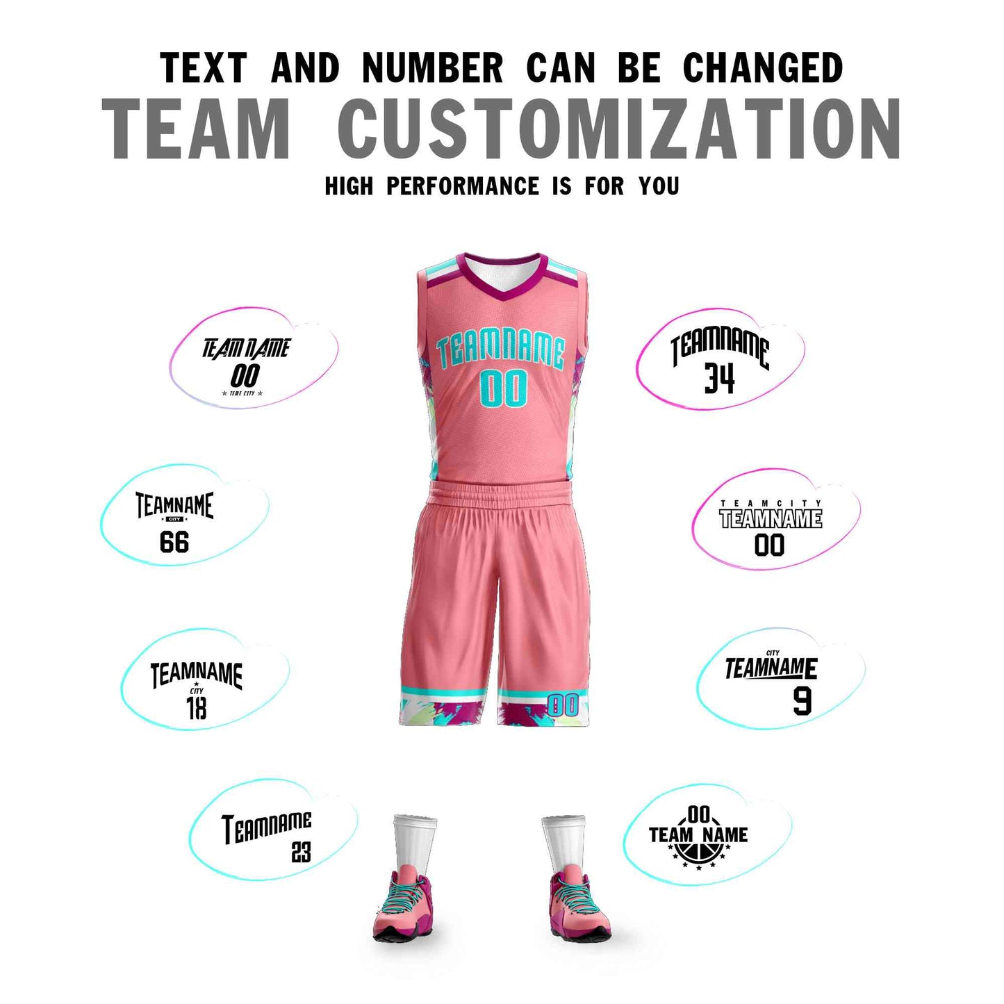 Custom Light Pink White-White Graffiti Pattern Sets Basketball Jersey