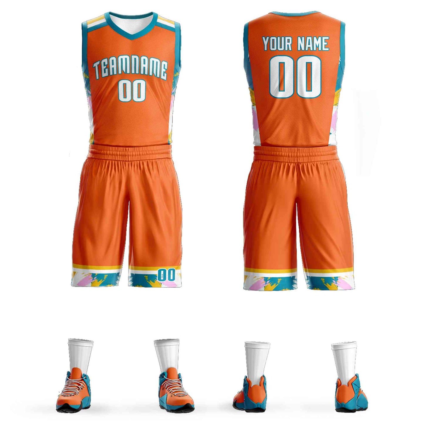 Custom Orange White Graffiti Pattern Sets Basketball Jersey