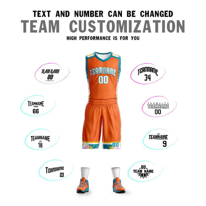 Custom Orange White Graffiti Pattern Sets Basketball Jersey