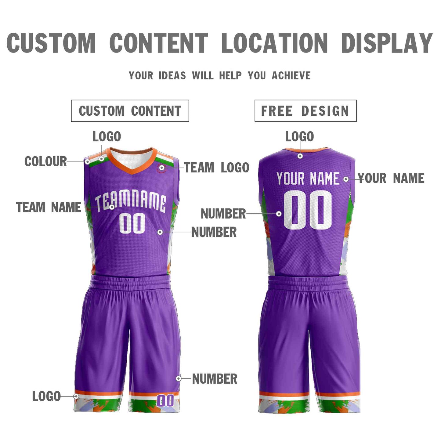 Custom Purple White Graffiti Pattern Sets Basketball Jersey