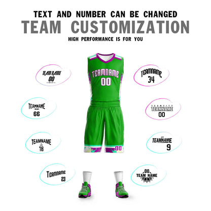 Custom Green White Graffiti Pattern Sets Basketball Jersey