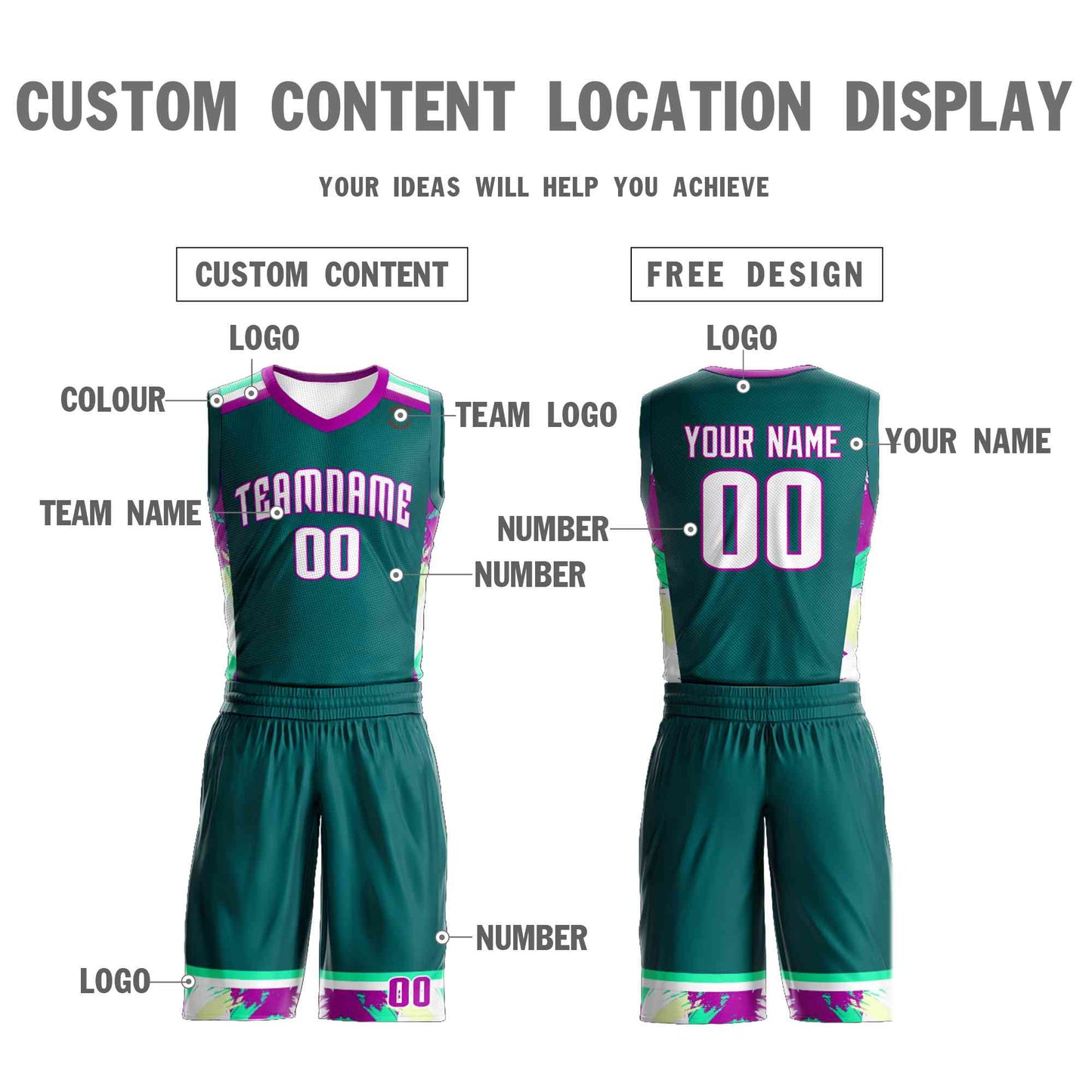 Custom Aqua White Graffiti Pattern Sets Basketball Jersey