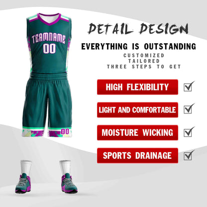 Custom Aqua White Graffiti Pattern Sets Basketball Jersey