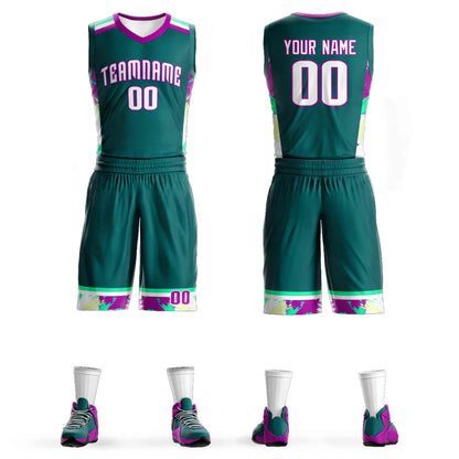 Custom Aqua White Graffiti Pattern Sets Basketball Jersey