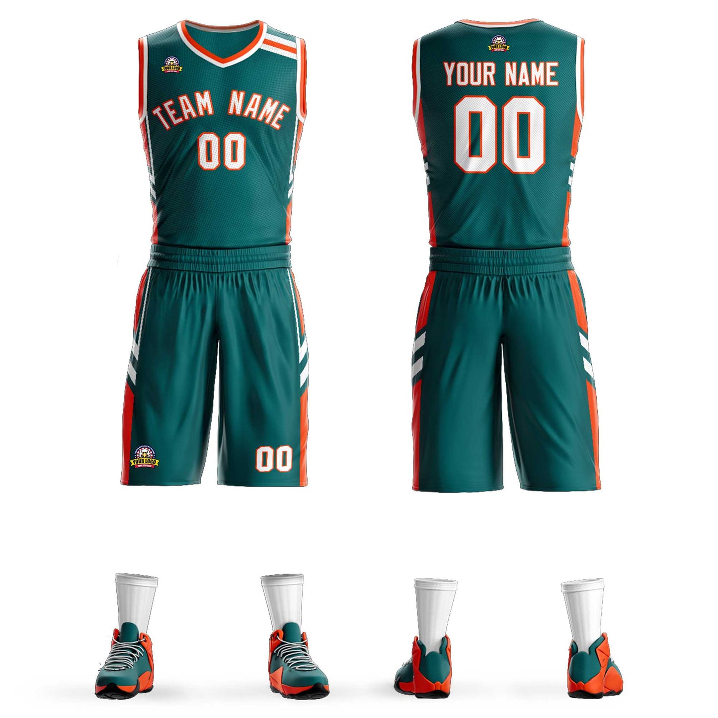 Custom Aqua Orange White Classic Sets Mesh Basketball Jersey