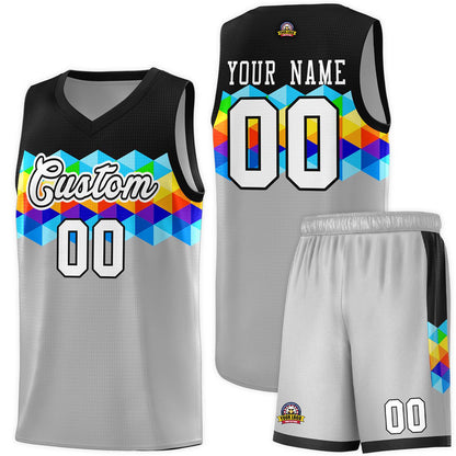 Custom Black Gray-White Personalized Colorful Basketball Jersey Sets