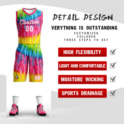 Custom Pink White-Pink Graffiti Pattern Sets Mesh Basketball Jersey