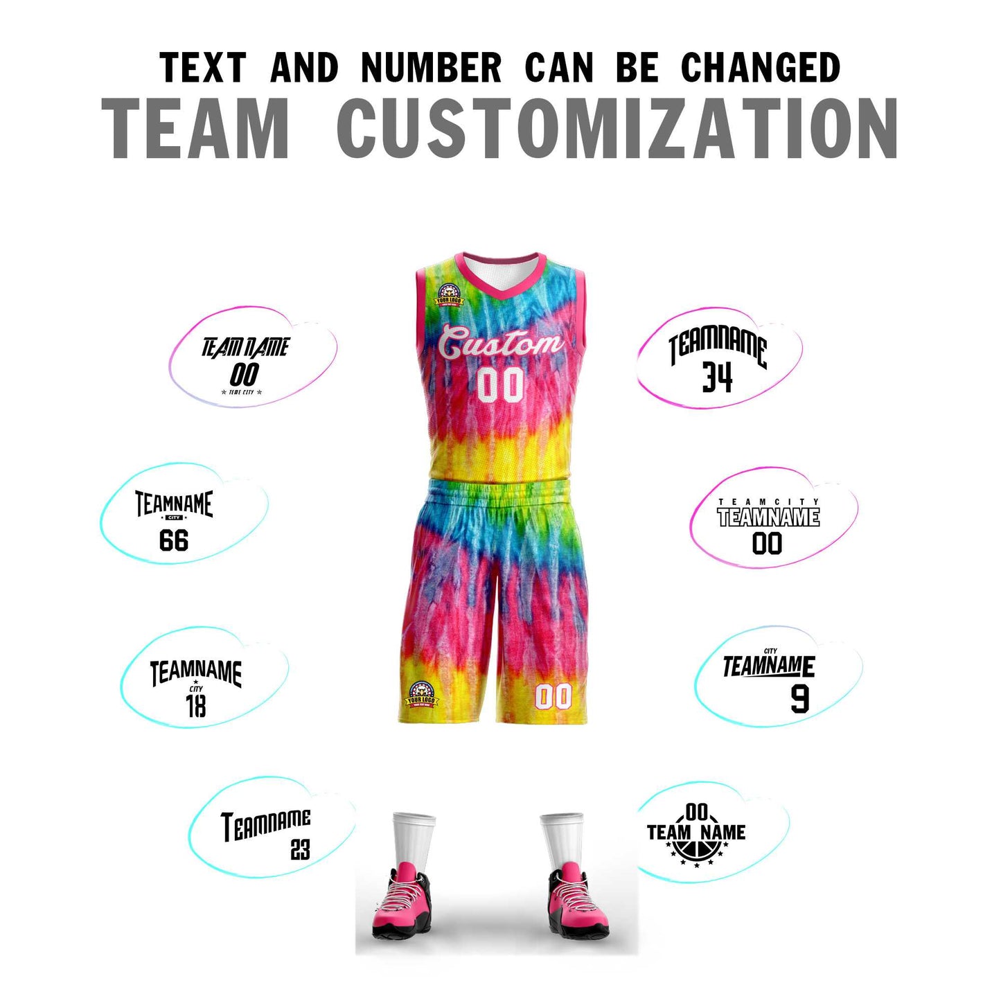 Custom Pink White-Pink Graffiti Pattern Sets Mesh Basketball Jersey