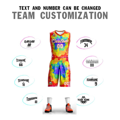 Custom Red White-Orange Graffiti Pattern Sets Mesh Basketball Jersey