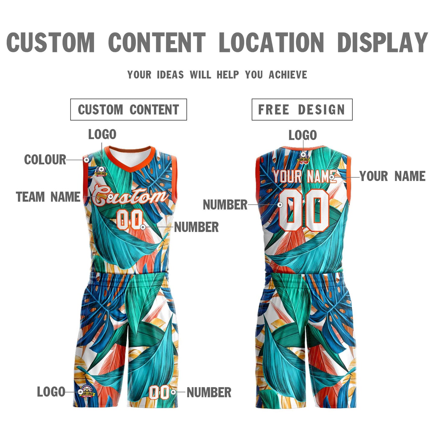 Custom Green White-Orange Graffiti Pattern Sets Mesh Basketball Jersey