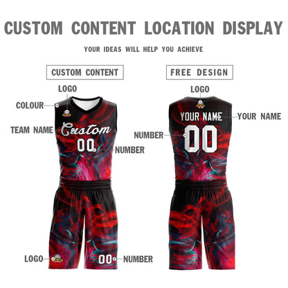 Custom Black White-Black Graffiti Pattern Sets Mesh Basketball Jersey