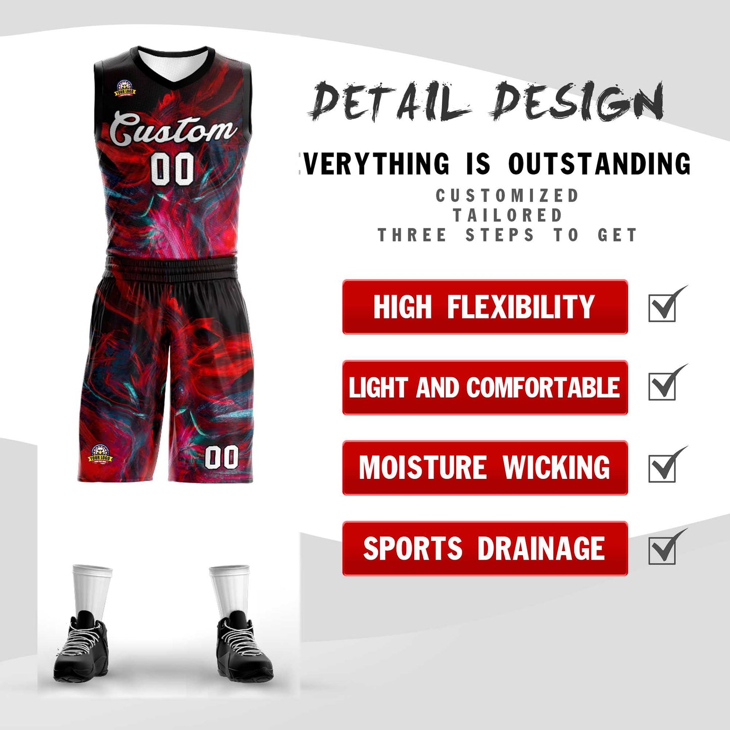 Custom Black White-Black Graffiti Pattern Sets Mesh Basketball Jersey