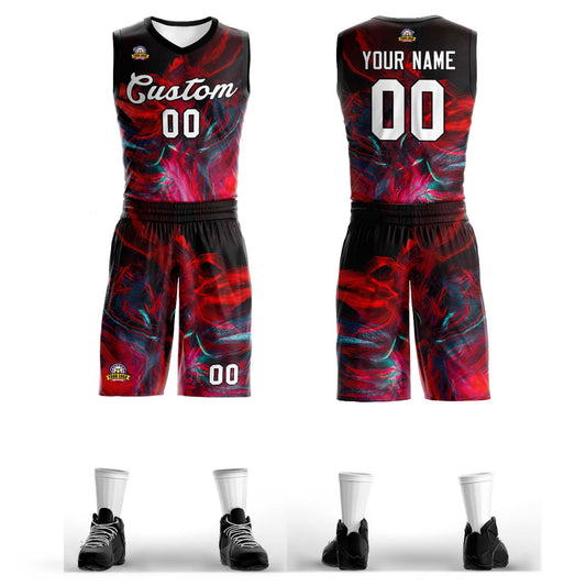 Custom Black White-Black Graffiti Pattern Sets Mesh Basketball Jersey