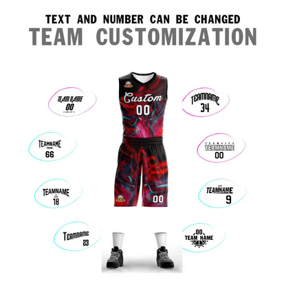 Custom Black White-Black Graffiti Pattern Sets Mesh Basketball Jersey