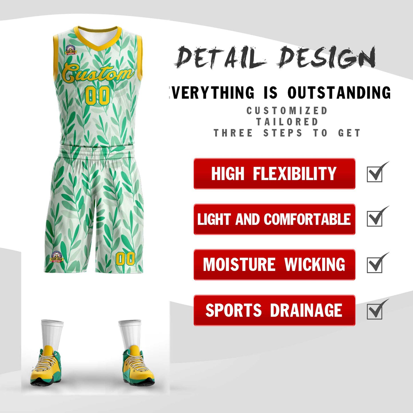 Custom Green Yellow-Yellow Graffiti Pattern Sets Mesh Basketball Jersey