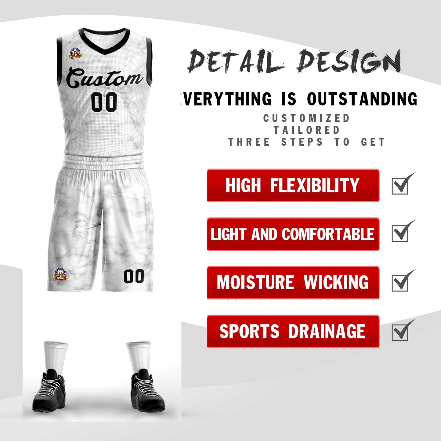 Custom White Black-White Graffiti Pattern Sets Mesh Basketball Jersey