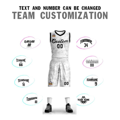 Custom White Black-White Graffiti Pattern Sets Mesh Basketball Jersey