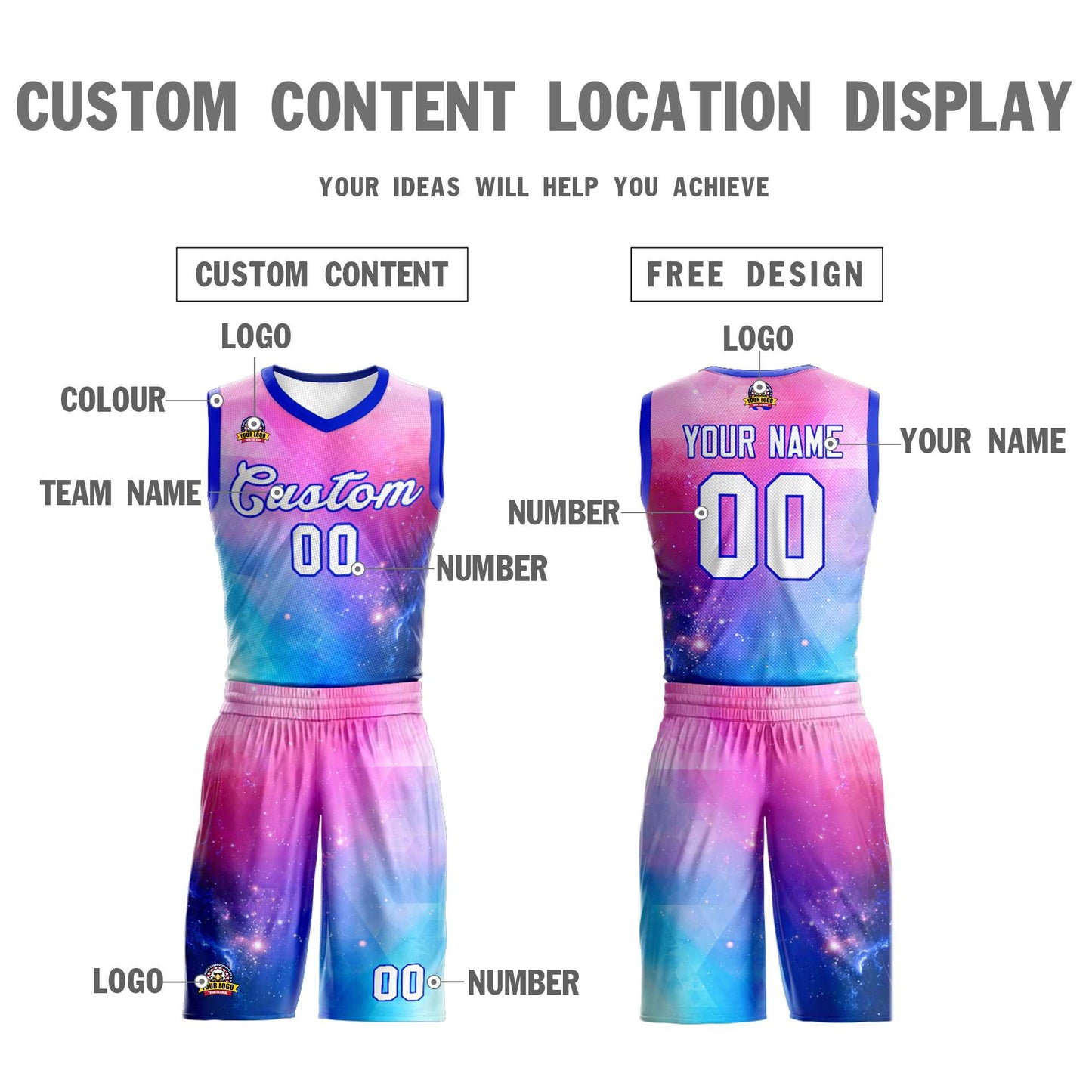 Custom Pink White-Royal Graffiti Pattern Sets Mesh Basketball Jersey