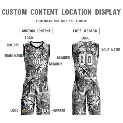 Custom Black White-Black Graffiti Pattern Sets Mesh Basketball Jersey