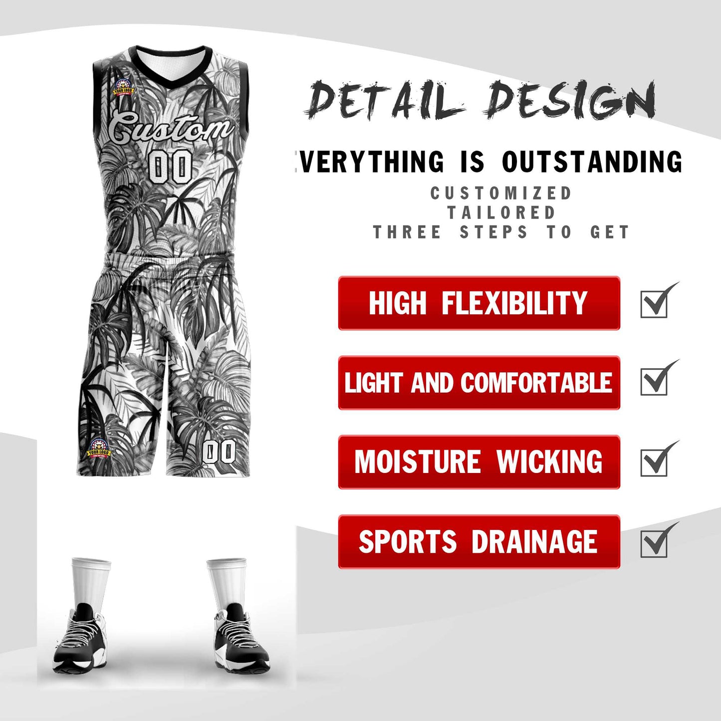 Custom Black White-Black Graffiti Pattern Sets Mesh Basketball Jersey