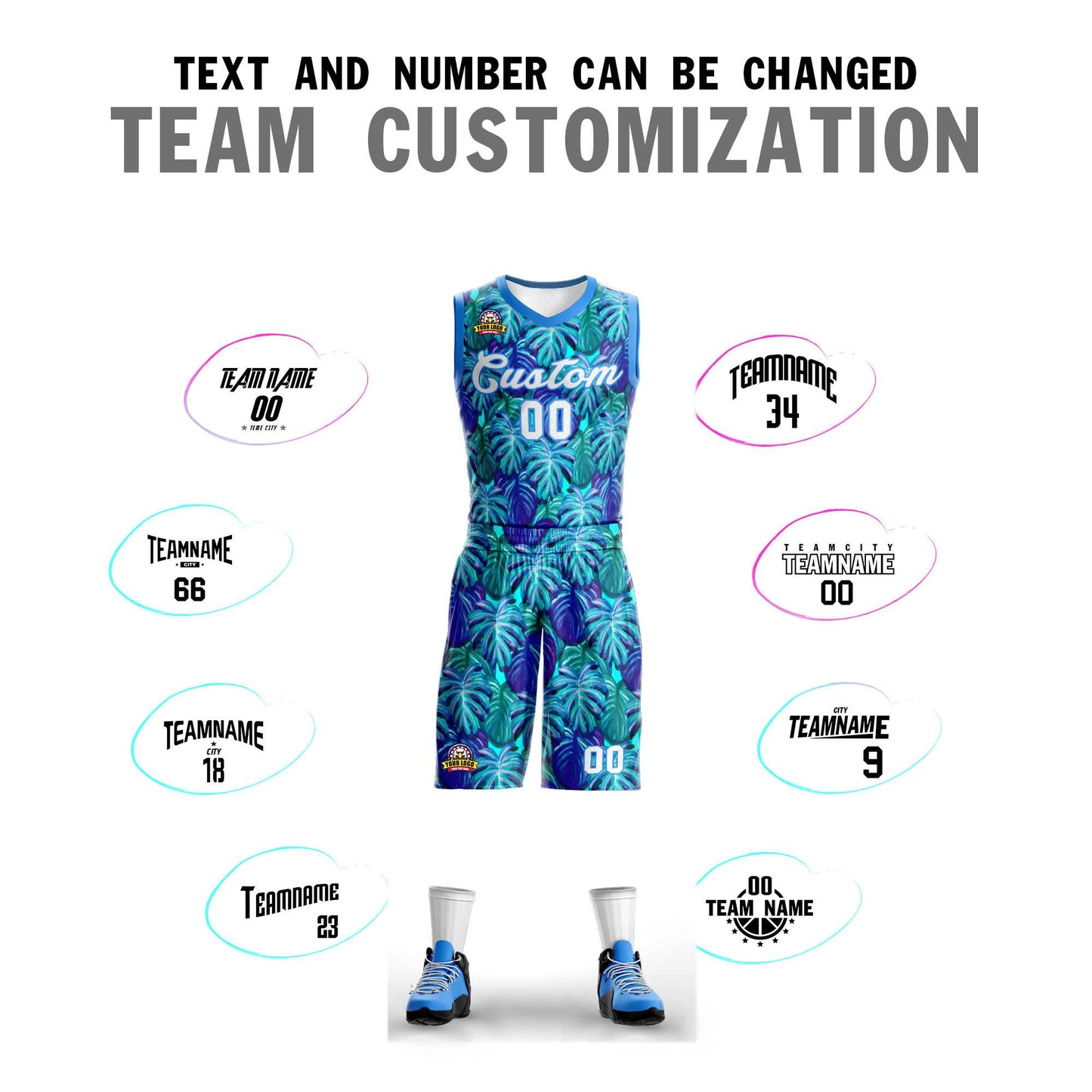 Custom Blue White-Powder Blue Graffiti Pattern Sets Mesh Basketball Jersey