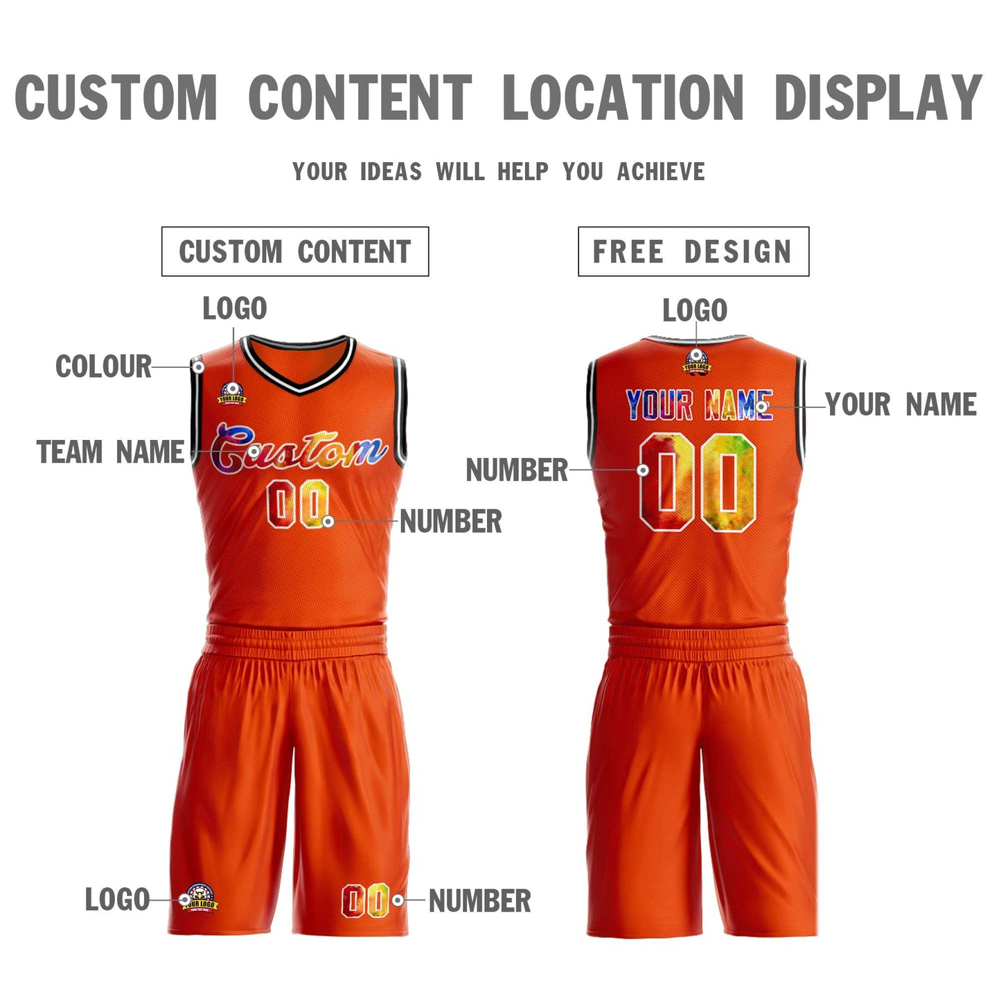 Custom Orange White Graffiti Pattern Sets Mesh Basketball Jersey