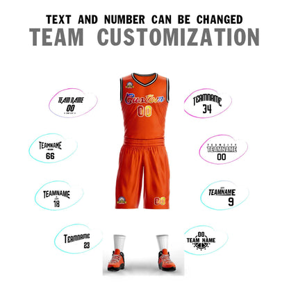 Custom Orange White Graffiti Pattern Sets Mesh Basketball Jersey