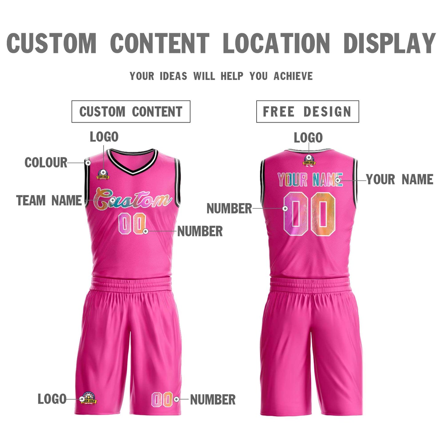 Custom Pink White Graffiti Pattern Sets Mesh Basketball Jersey