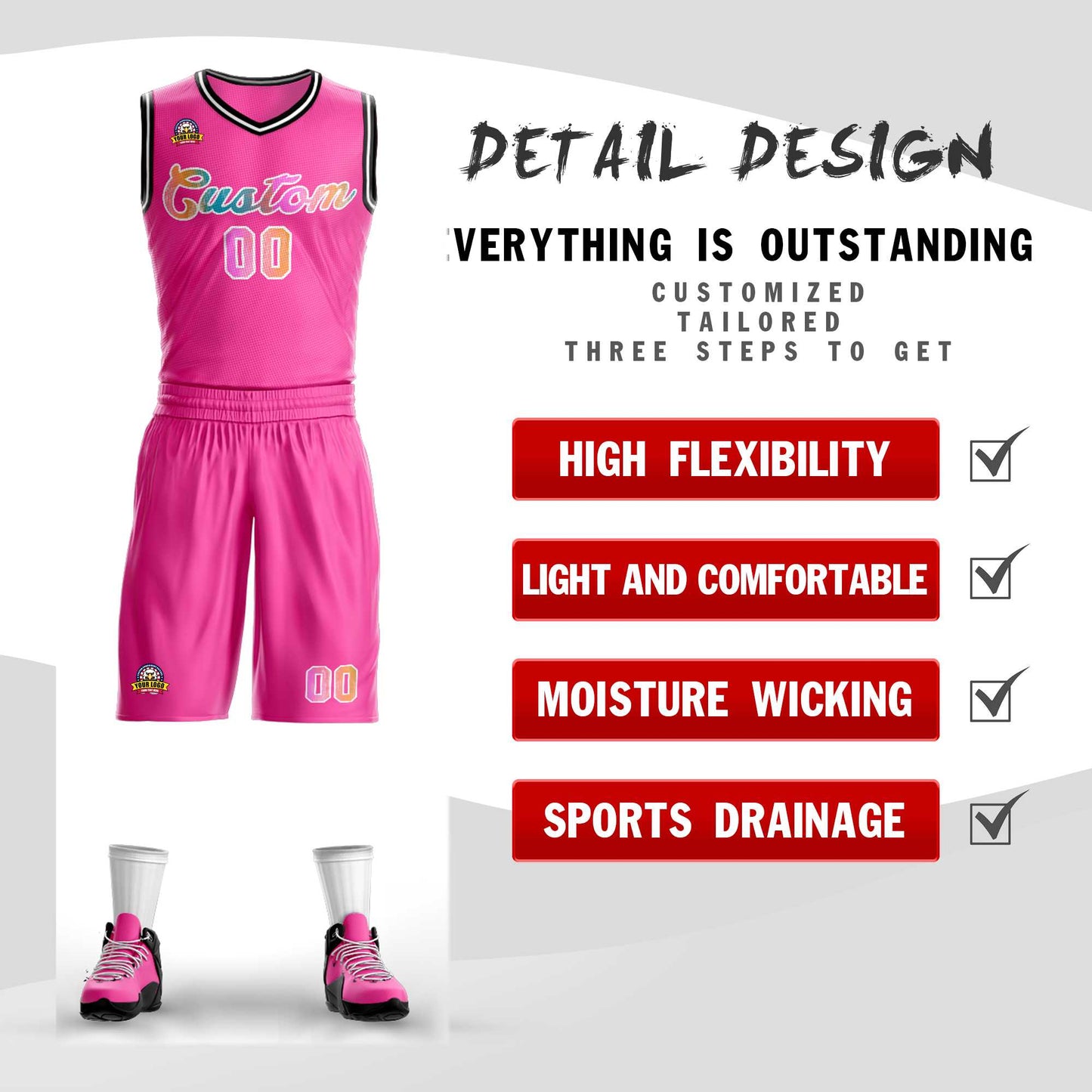 Custom Pink White Graffiti Pattern Sets Mesh Basketball Jersey