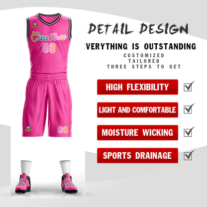 Custom Pink White Graffiti Pattern Sets Mesh Basketball Jersey