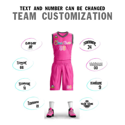 Custom Pink White Graffiti Pattern Sets Mesh Basketball Jersey