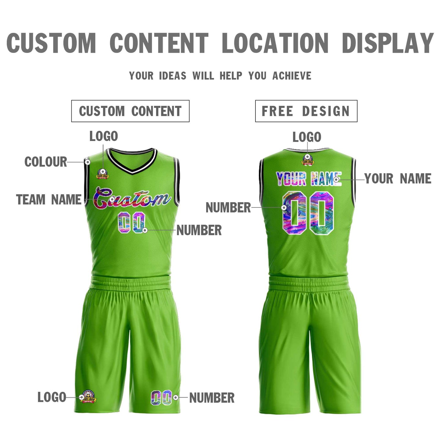 Custom Neon Green White Graffiti Pattern Sets Mesh Basketball Jersey