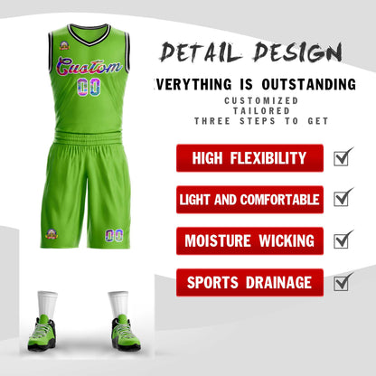 Custom Neon Green White Graffiti Pattern Sets Mesh Basketball Jersey