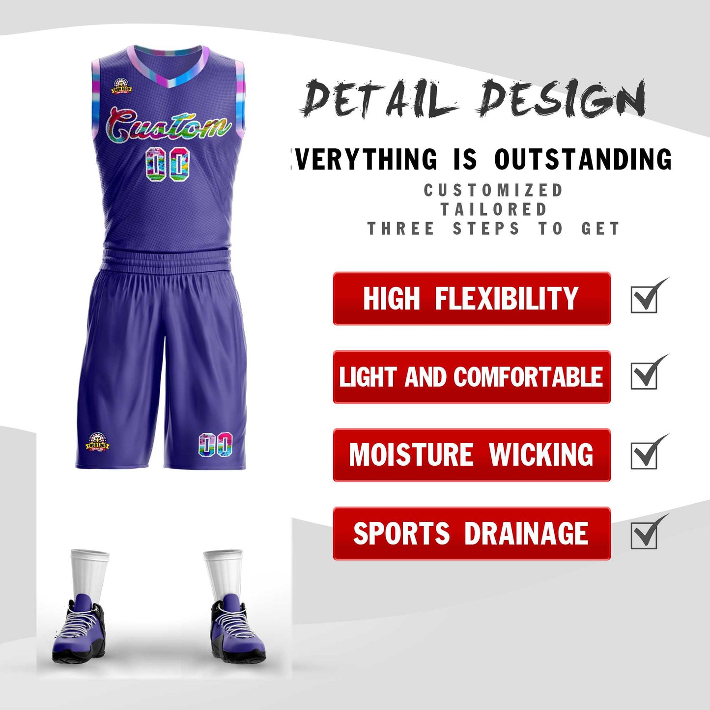 Custom Purple White-Pink Graffiti Pattern Sets Mesh Basketball Jersey